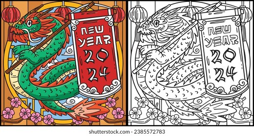 Year of the Dragon New Year 2024 Illustration