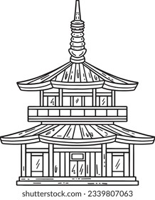 Year of the Dragon Pagoda Isolated Coloring Page