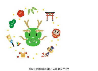 Year of the Dragon, simple template for New Year's cards