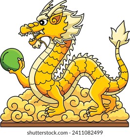Year of the Dragon Statue Holding Orb Clipart 
