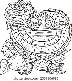 Year of the Dragon Surrounding Tea Cup Isolated 