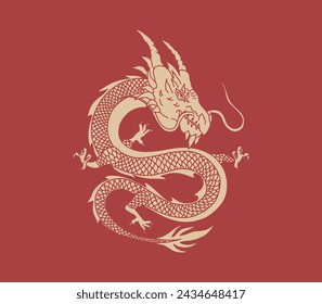 Year of the dragon zodiac sign. Happy Chinese new year 2024. Vector illustration.