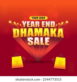 Year End Dhamaka Sale Label Logo unit 3d. Business, Shopping, Products, Electronics, Store, Advertising