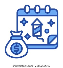 Icono de fin de año Ilustración vectorial azul