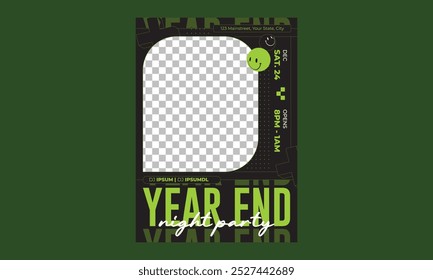 Year End Party Flyer.Vector illustration stylish design template for shopping flyer, discount, voucher.