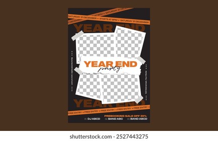 Year End Party Flyer.Vector illustration stylish design template for shopping flyer, discount, voucher.