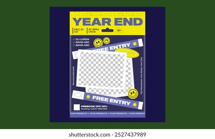 Year End Party Socials Media.Vector illustration stylish design template for shopping flyer, discount, voucher.