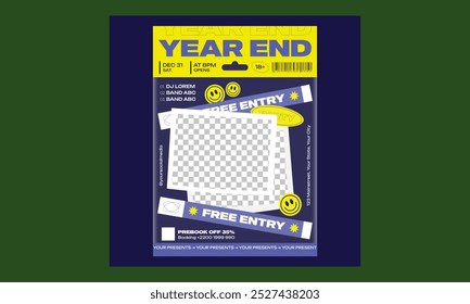 Year End Party Socials Media.Vector illustration stylish design template for shopping flyer, discount, voucher.