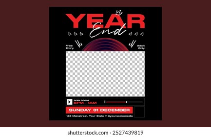 Year End Party Socials Media.Vector illustration stylish design template for shopping flyer, discount, voucher.