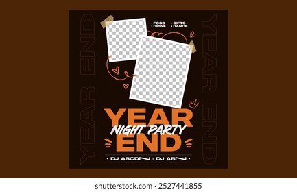 Year End Party Socials Media.Vector illustration stylish design template for shopping flyer, discount, voucher.