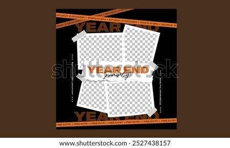 Year End Party Socials Media.Vector illustration stylish design template for shopping flyer, discount, voucher.