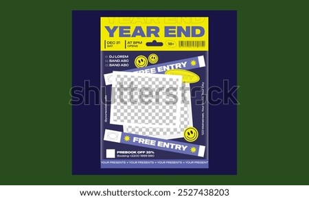 Year End Party Socials Media.Vector illustration stylish design template for shopping flyer, discount, voucher.