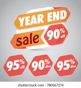 Year End Sale 90% 95% Off Discount  Tag for Marketing Retail Element Design