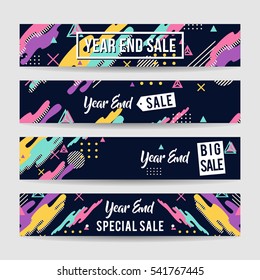 Year end sale banner collection with abstract color full background