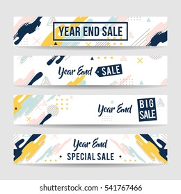 Year end sale banner collection with abstract background