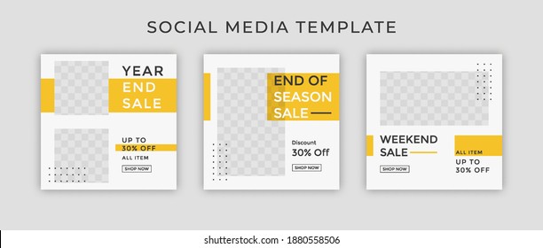 Year end sale banner. Social media template for promotion. Web banner square for ad.