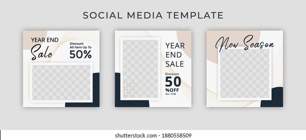 Year end sale banner. Social media template for promotion. Web banner square for ad.