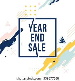 Year end sale banner with square frame isolated and abstract backgrounds