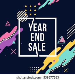 Year end sale banner with square frame isolated and abstract backgrounds