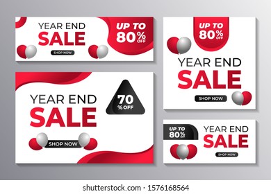 Year End Sale Banner template collection, applicable for web header, footer, vector template