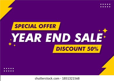 Year End Sale Banner - Vector Flat Design Illustration : Suitable for Business Theme, Shopping Theme, Promotion Theme, Advertising Theme, Infographics and Other Graphic Related Assets.