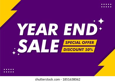 Year End Sale Banner - Vector Flat Design Illustration : Suitable For Business Theme, Shopping Theme, Promotion Theme, Advertising Theme, Infographics And Other Graphic Related Assets.