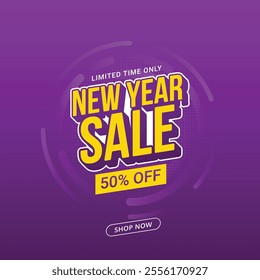 Year end sale discount banner template promotion design for business. End of year sale on colorful background