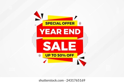 Year End sale offer banner template. stock clearance background. end of year banner template design for web or social media, Sale special offer. abstract vector design.