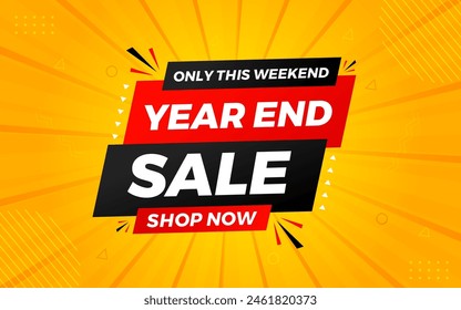 Year End sale offer banner template. stock clearance background. end of year banner template design for web or social media, Sale special offer. abstract vector design.