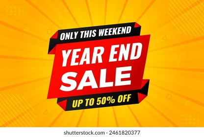 Year End sale offer banner template. stock clearance background. end of year banner template design for web or social media, Sale special offer. abstract vector design.