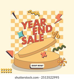 YEAR END SALE OFFER DESIGN. END OF YEAR SALE RETRO VECTOR