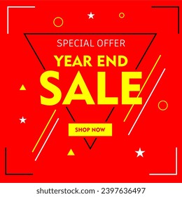 Year End Sale Poster Business Marketing Banner For Social Media Advertising Vector