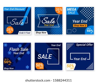 Year end sale promotion design. social media post template collection. vector illustration 