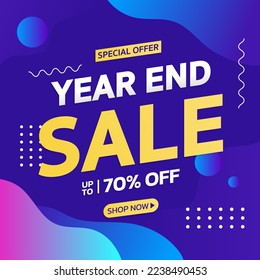 Year End Sale. Special offer Mega sale. Fluid style Banner background vector illustration