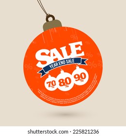 Year End Sale tag with Christmas balls