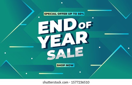 Year end sale Template Design for Advertising text, banner, presentation, promotion banner, social media campaign post. Vector Illustration