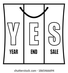 Year end sale YES lettering on shopping bag vector 