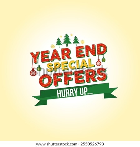Year End Special Offers Logo Unit. Text, Headline, Logotype, Retail Sale, Advertising Offers