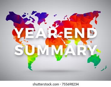 Year End Summary or annual report abstract cover image, vector