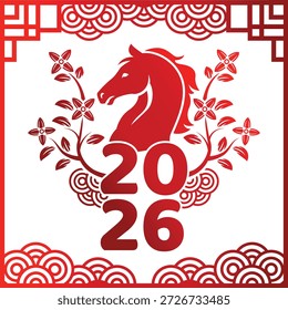Año del Caballo de Fuego 2026 gradiente Vector