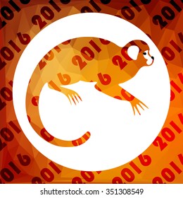 The year of the fire monkey . A bright banner or greeting card in low poly style   vector EPS 10