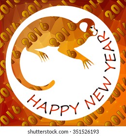The year of the fire monkey . A bright banner or greeting card in low poly style vector EPS 10