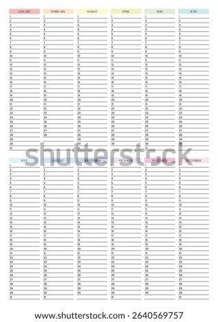Year at a Glance, 2026 Year Printable Planner, Year On One Page 2026, Yearly Overview, Annual Yearly Wall Planner