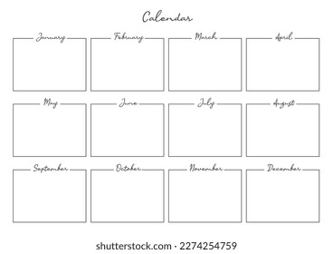 A year goal plan template with a simple and minimal style. Note, scheduler, diary, calendar planner document template illustration.