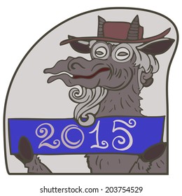Year of Goat, 2015 Abstract, with twisted lines, portrait in horned animal.