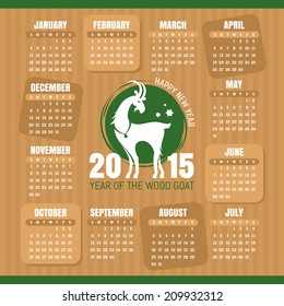 Year of the goat 2015 calendar vector illustration