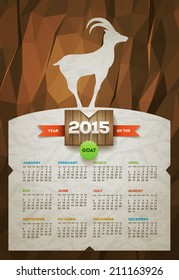 Year of the Goat 2015 calendar. Vector design template. Elements are layered separately.