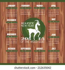 Year of the goat 2015 calendar vector illustration