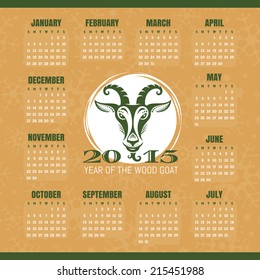 Year of the goat 2015 calendar vector illustration
