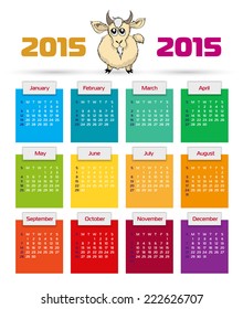 Year of the goat 2015 calendar vector illustration